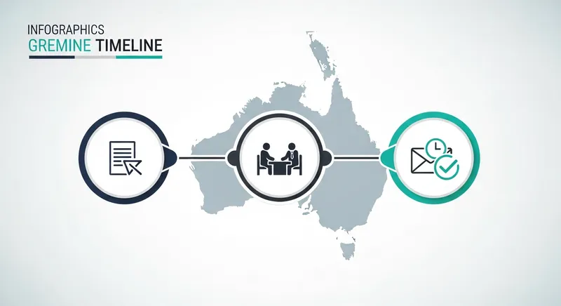Minimalist timeline of the job application and follow-up process in AU & NZ.