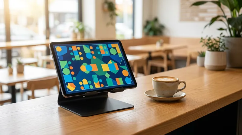Modern iPad all-in-one POS system displaying a table management floor plan.