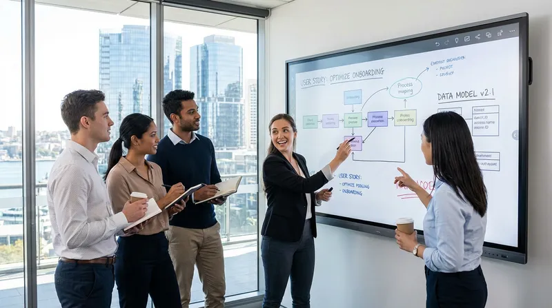 Confident professional in a sun-drenched modern workspace overlooking a vibrant city skyline (Sydney/Auckland style), engaging with a laptop displaying an integrated resume and cover letter on a cutting-edge digital platform, conveying efficiency and optimism.