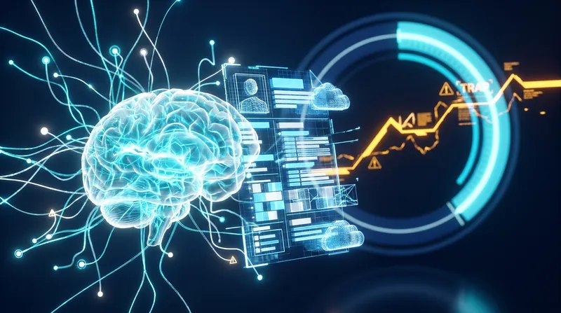 A glowing digital brain analyzing a holographic resume via neural pathways, with a fractured progress ring in the background symbolizing automated ATS screening.