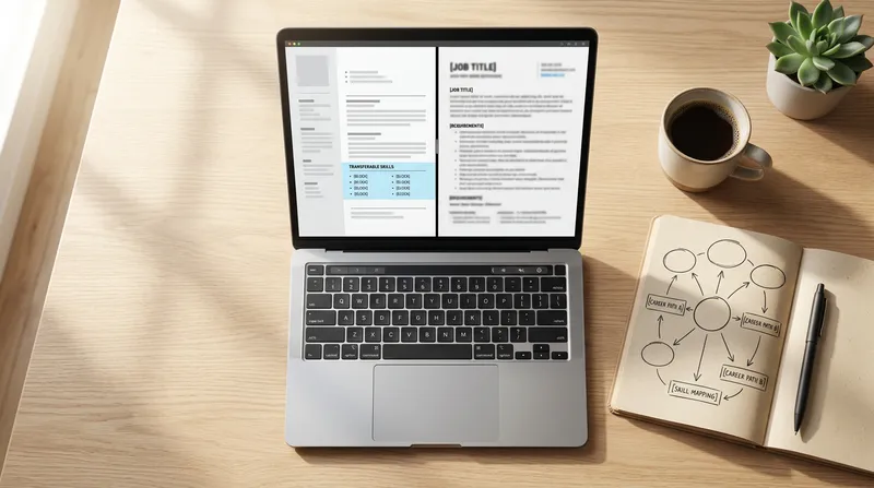 JobSparrow resume builder interface highlighting transferable skills for a career change CV.
