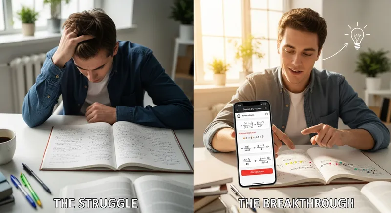 A student's transformation from being frustrated by math to feeling empowered while using a smartphone to learn step-by-step.