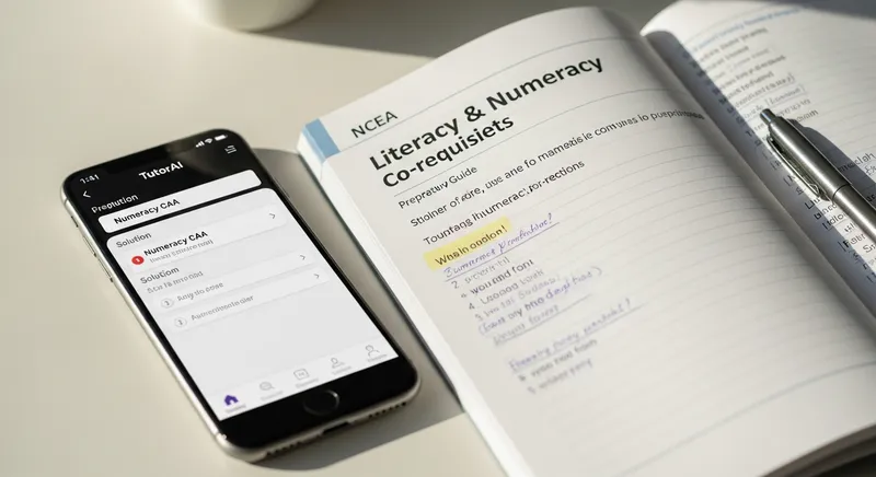 Student using the TutorAI app for NCEA numeracy CAA practice.