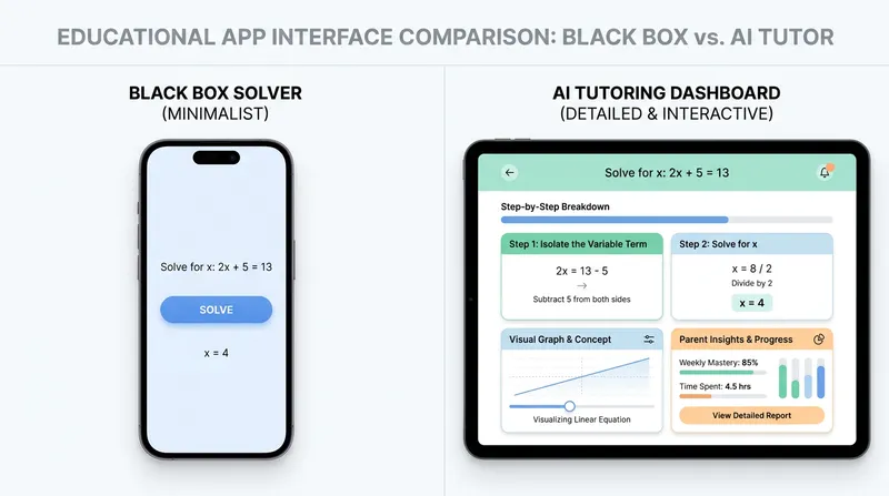 Tutor AI parent dashboard showing student progress reports and weak spot identification for homework tracking.