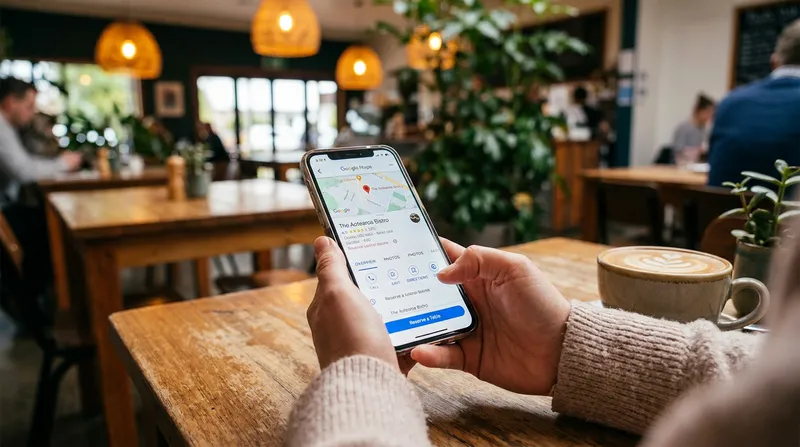 Hands holding a smartphone displaying a Google Maps